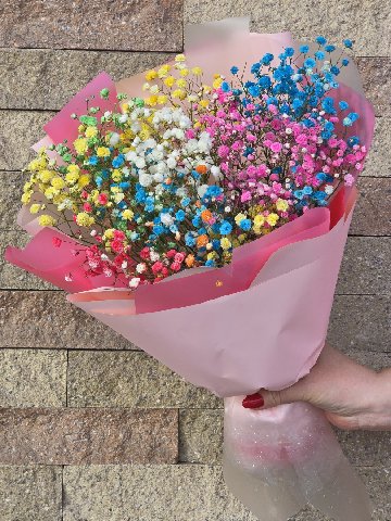 Монобукет с  радужной гипсофилой от интернет-магазина цветов в Красноярске